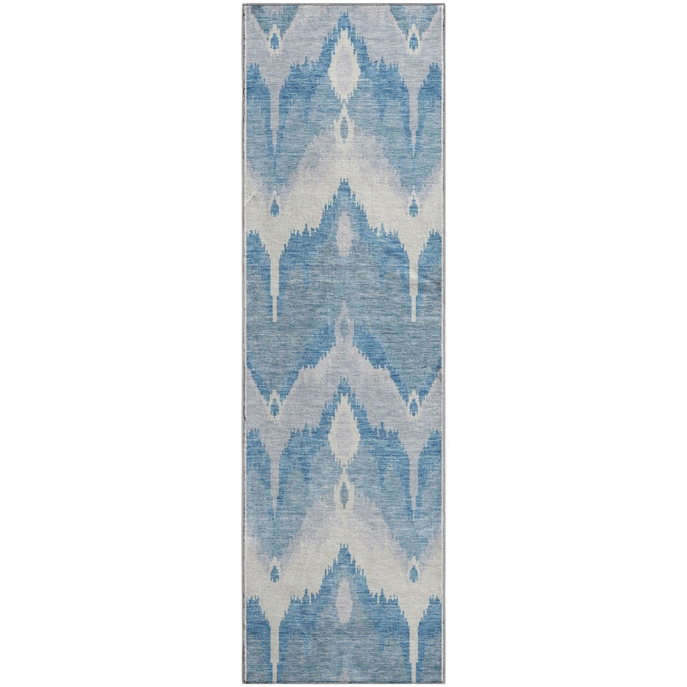 Premium Machine Washable Mayfield AMF743 Denim 2'3" x 7'6" Runner Rug. Picture 1