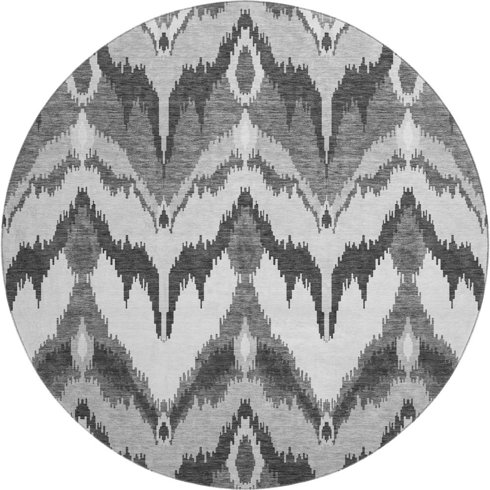 Premium Machine Washable Mayfield AMF743 Gray 8' x 8' Round Rug. Picture 1
