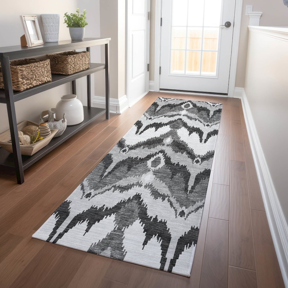 Premium Machine Washable Mayfield AMF743 Gray 2'3" x 7'6" Runner Rug. Picture 5