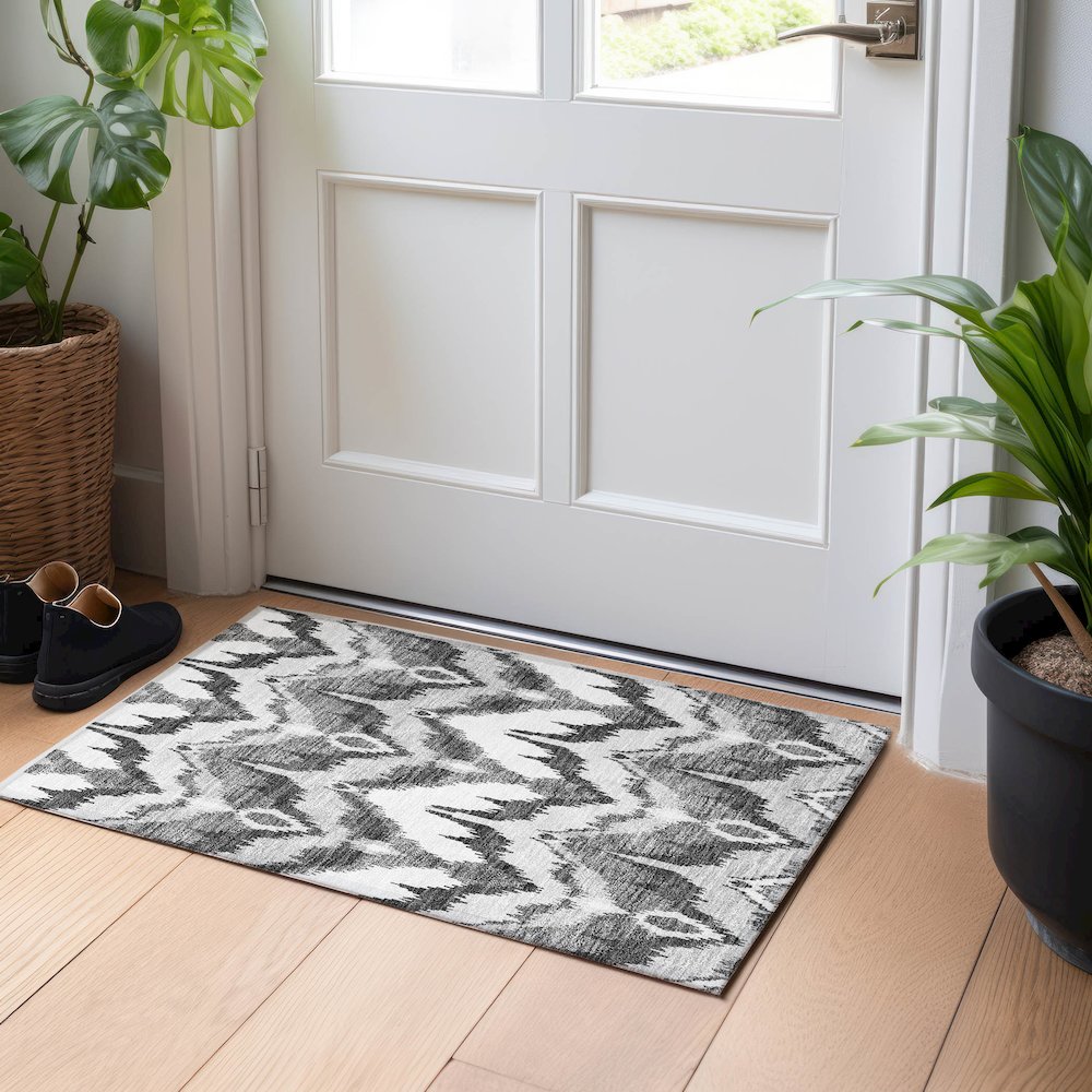 Premium Machine Washable Mayfield AMF743 Gray 1'8" x 2'6" Rug. Picture 5