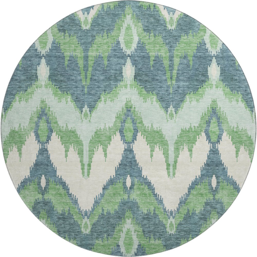 Premium Machine Washable Mayfield AMF743 Green 8' x 8' Round Rug. Picture 1
