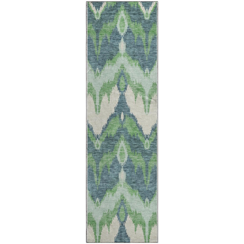 Premium Machine Washable Mayfield AMF743 Green 2'3" x 7'6" Runner Rug. Picture 1