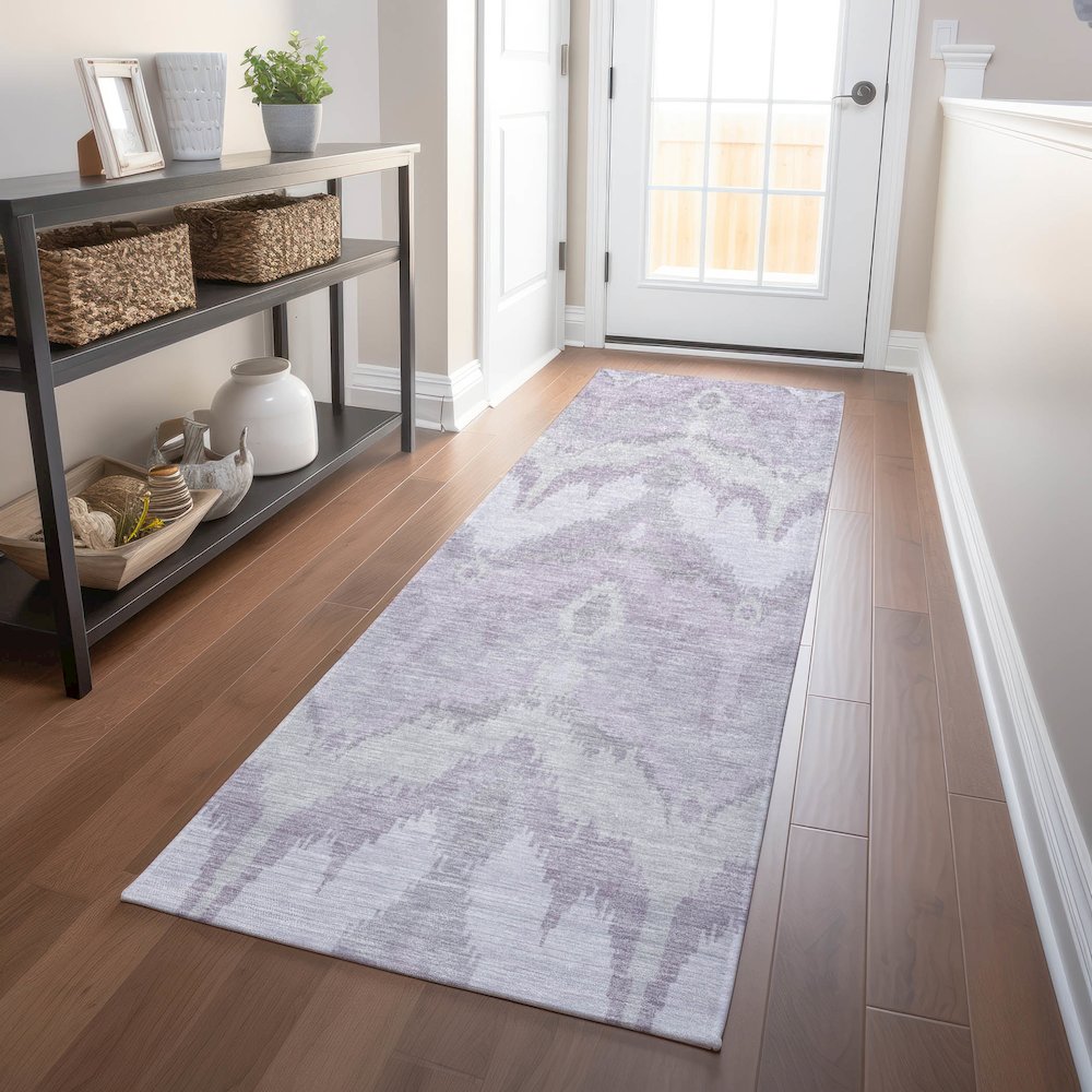 Premium Machine Washable Mayfield AMF743 Lavender 2'3" x 7'6" Runner Rug. Picture 5
