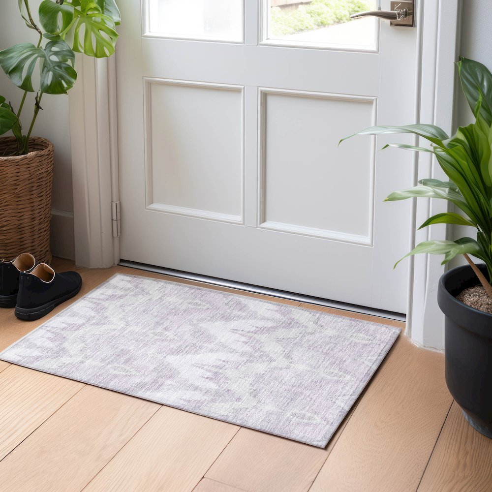 Premium Machine Washable Mayfield AMF743 Lavender 1'8" x 2'6" Rug. Picture 5