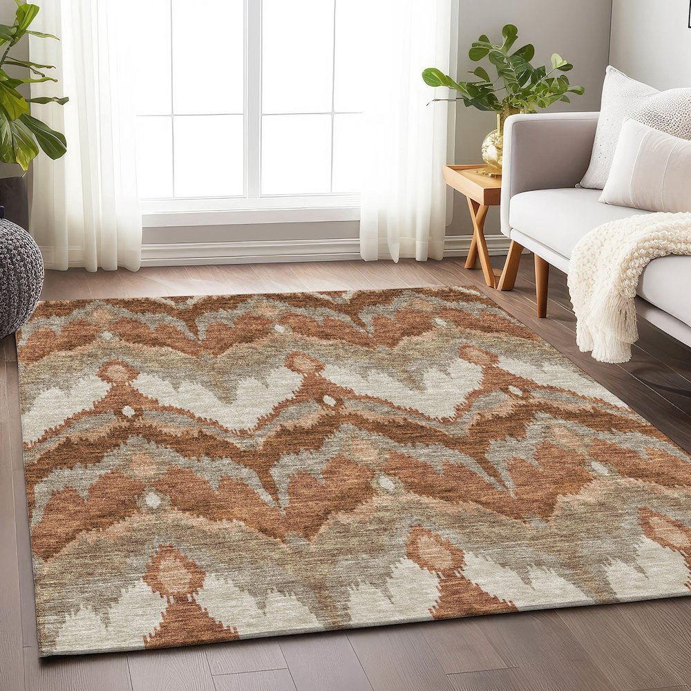 Premium Machine Washable Mayfield AMF743 Paprika 2'6" x 3'10" Rug. Picture 5
