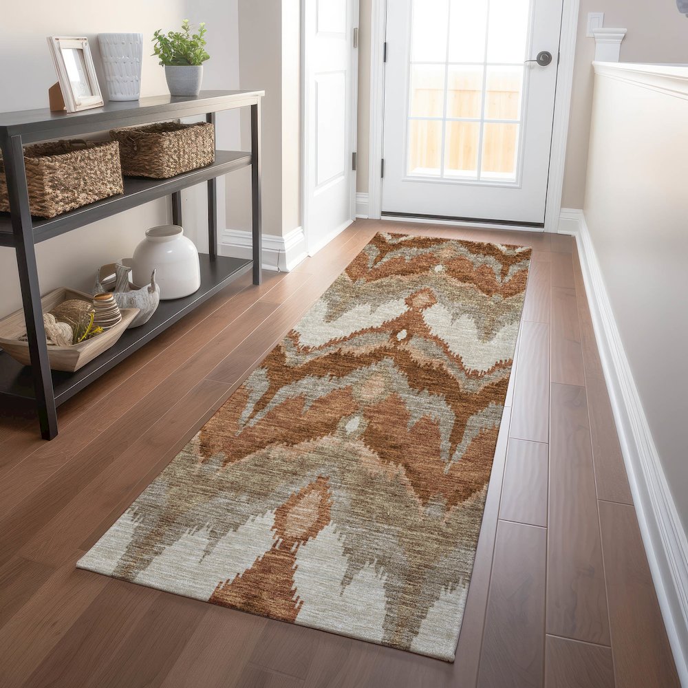 Premium Machine Washable Mayfield AMF743 Paprika 2'3" x 7'6" Runner Rug. Picture 5