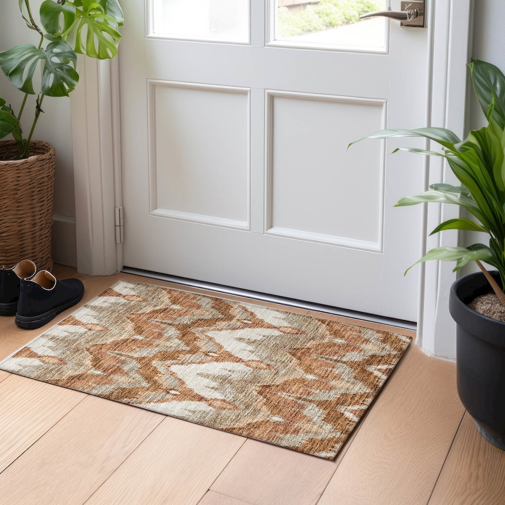 Premium Machine Washable Mayfield AMF743 Paprika 1'8" x 2'6" Rug. Picture 5