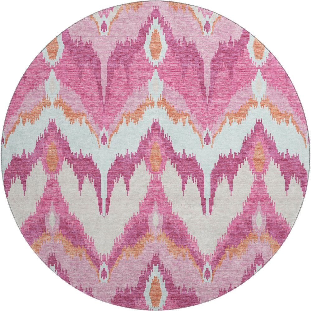 Premium Machine Washable Mayfield AMF743 Pink 8' x 8' Round Rug. Picture 1