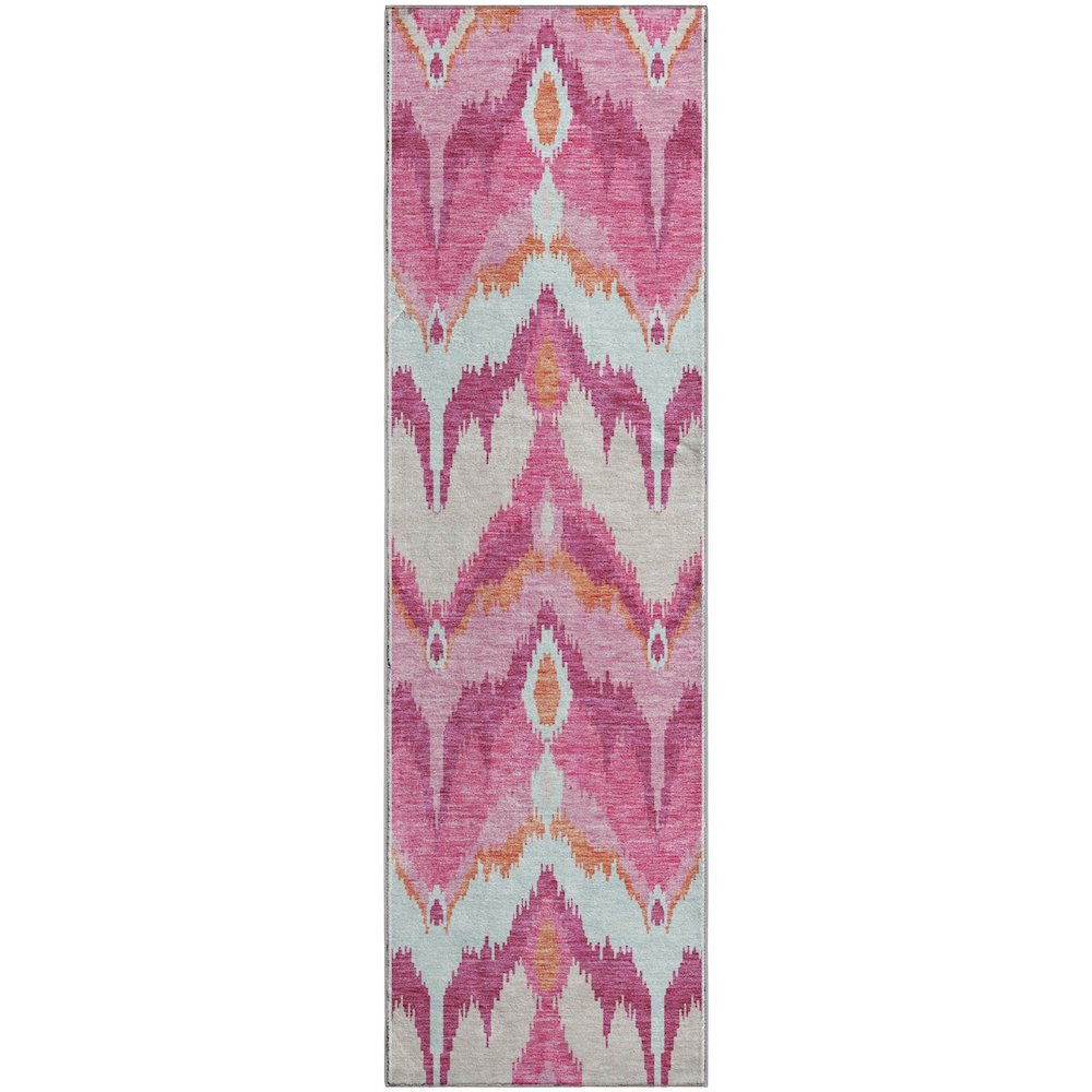Premium Machine Washable Mayfield AMF743 Pink 2'3" x 7'6" Runner Rug. Picture 1