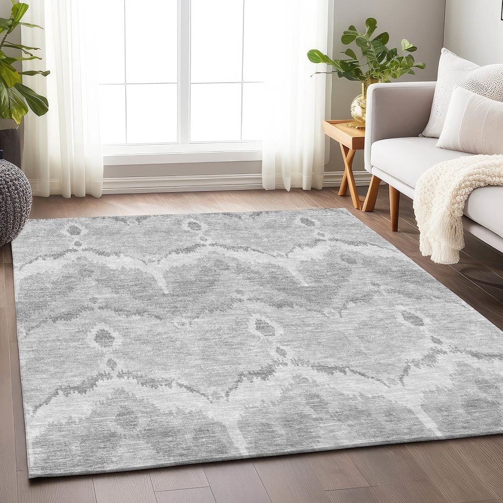 Premium Machine Washable Mayfield AMF743 Silver 2'6" x 3'10" Rug. Picture 5