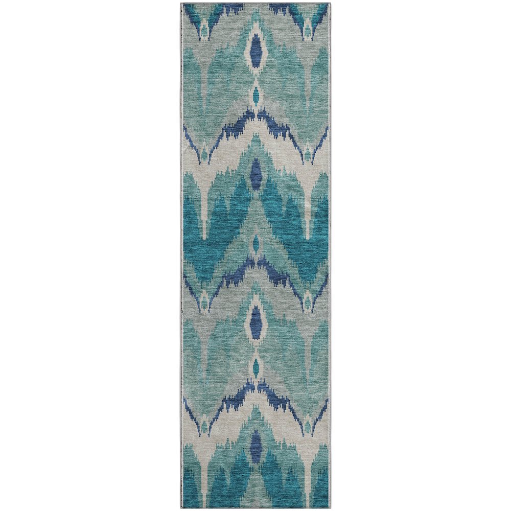 Premium Machine Washable Mayfield AMF743 Teal 2'3" x 7'6" Runner Rug. Picture 1