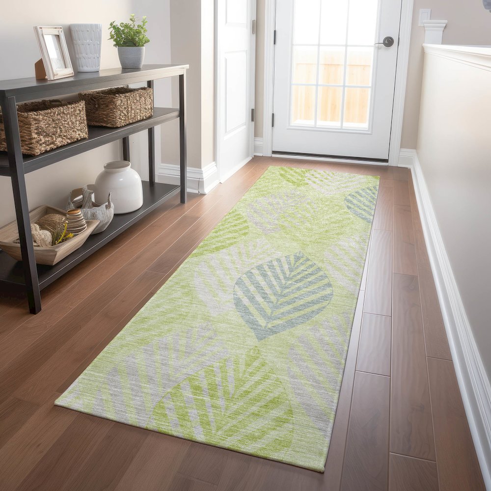 Premium Machine Washable Mayfield AMF744 Aloe 2'3" x 7'6" Runner Rug. Picture 5