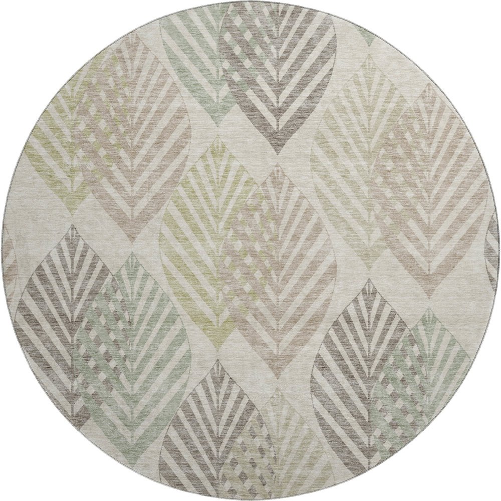 Premium Machine Washable Mayfield AMF744 Beige 8' x 8' Round Rug. Picture 1