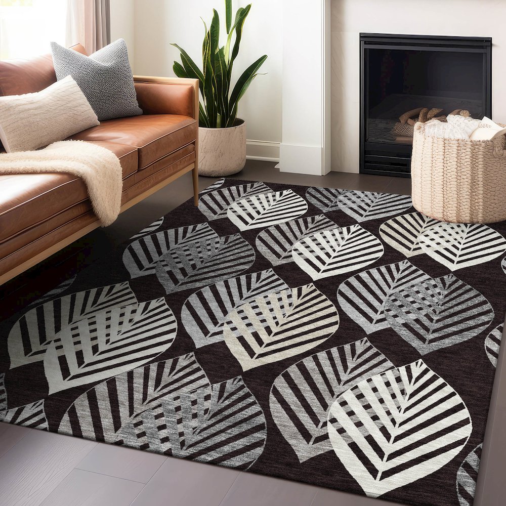 Premium Machine Washable Mayfield AMF744 Black 2'6" x 3'10" Rug. Picture 6