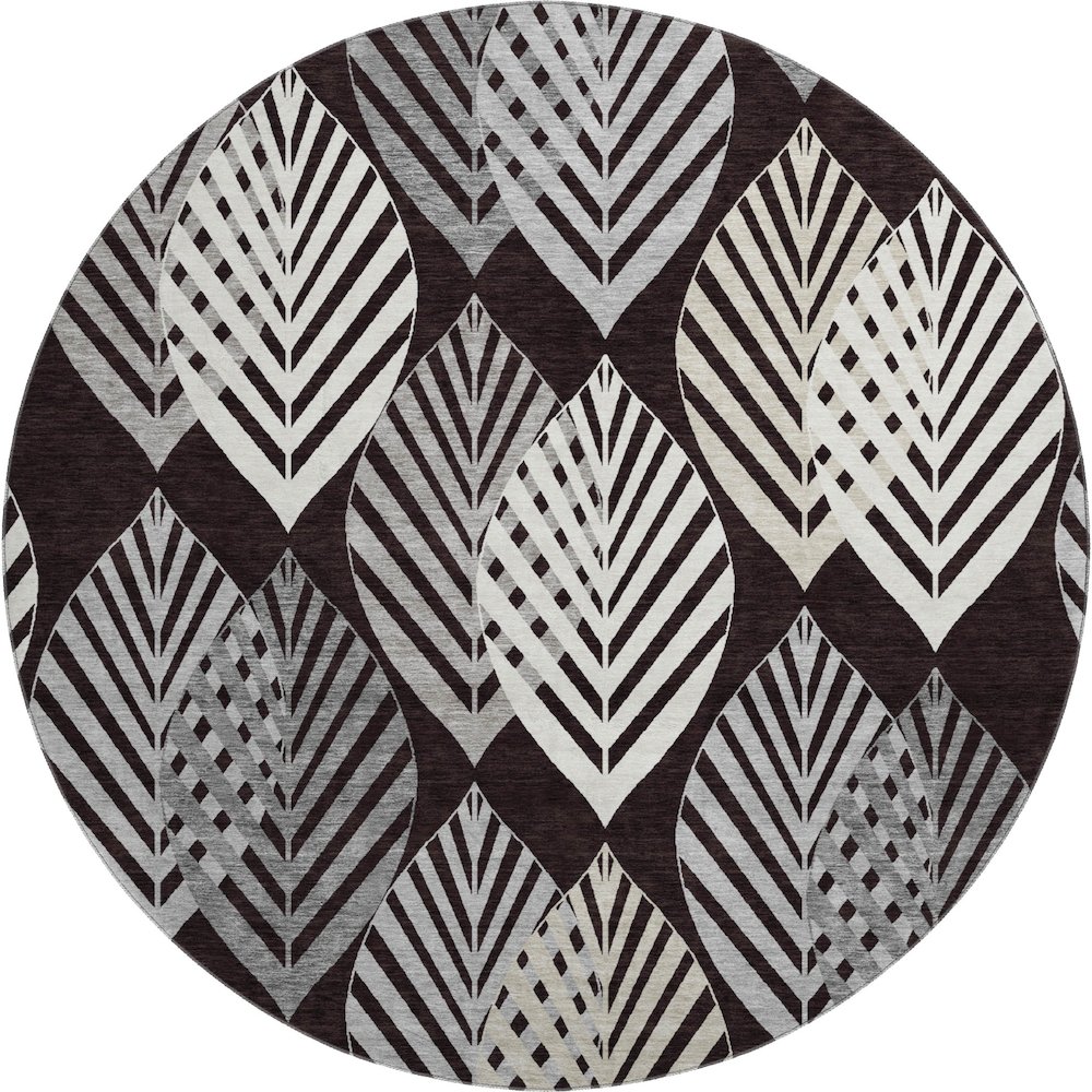 Premium Machine Washable Mayfield AMF744 Black 8' x 8' Round Rug. Picture 1