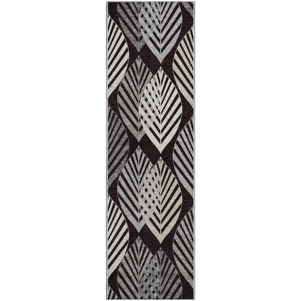 Premium Machine Washable Mayfield AMF744 Black 2'3" x 7'6" Runner Rug. Picture 1