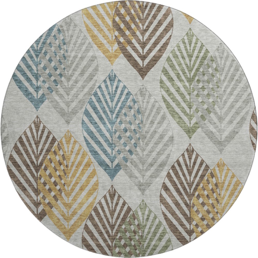 Premium Machine Washable Mayfield AMF744 Gray 8' x 8' Round Rug. Picture 1