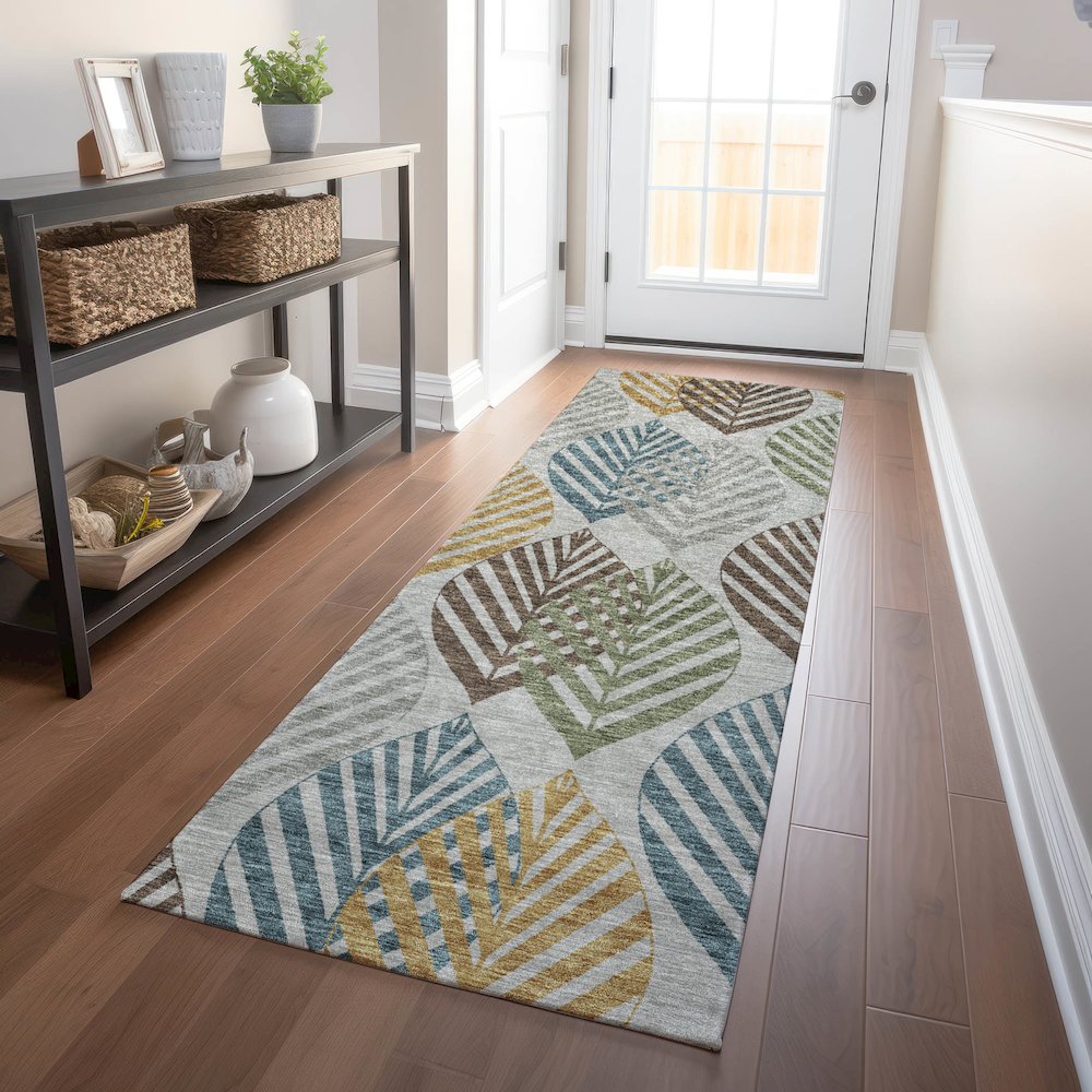 Premium Machine Washable Mayfield AMF744 Gray 2'3" x 7'6" Runner Rug. Picture 5