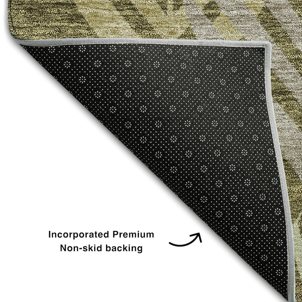 Premium Machine Washable Mayfield AMF744 Olive 1'8" x 2'6" Rug. Picture 2