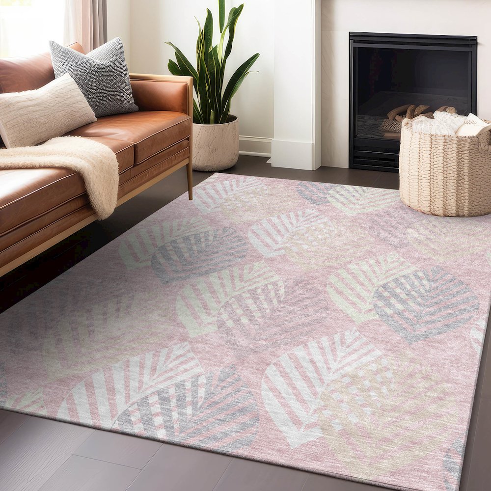 Premium Machine Washable Mayfield AMF744 Pink 2'6" x 3'10" Rug. Picture 6