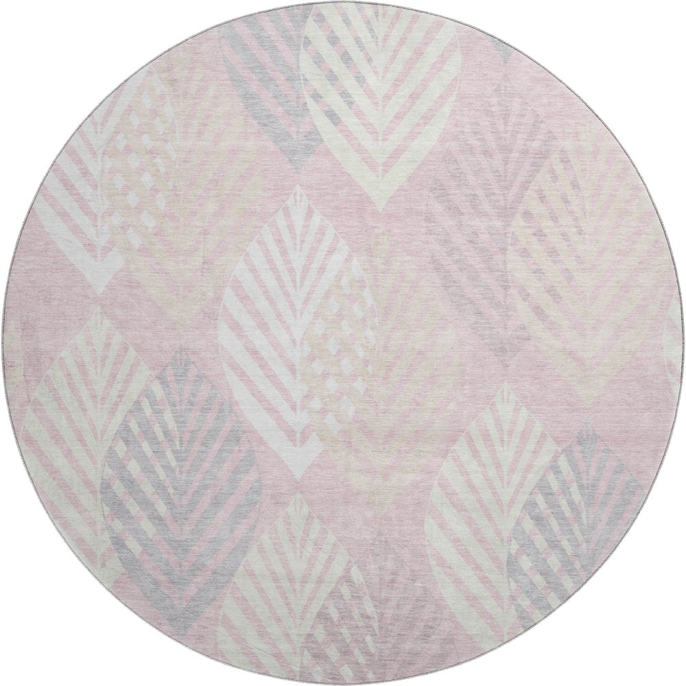 Premium Machine Washable Mayfield AMF744 Pink 8' x 8' Round Rug. Picture 1