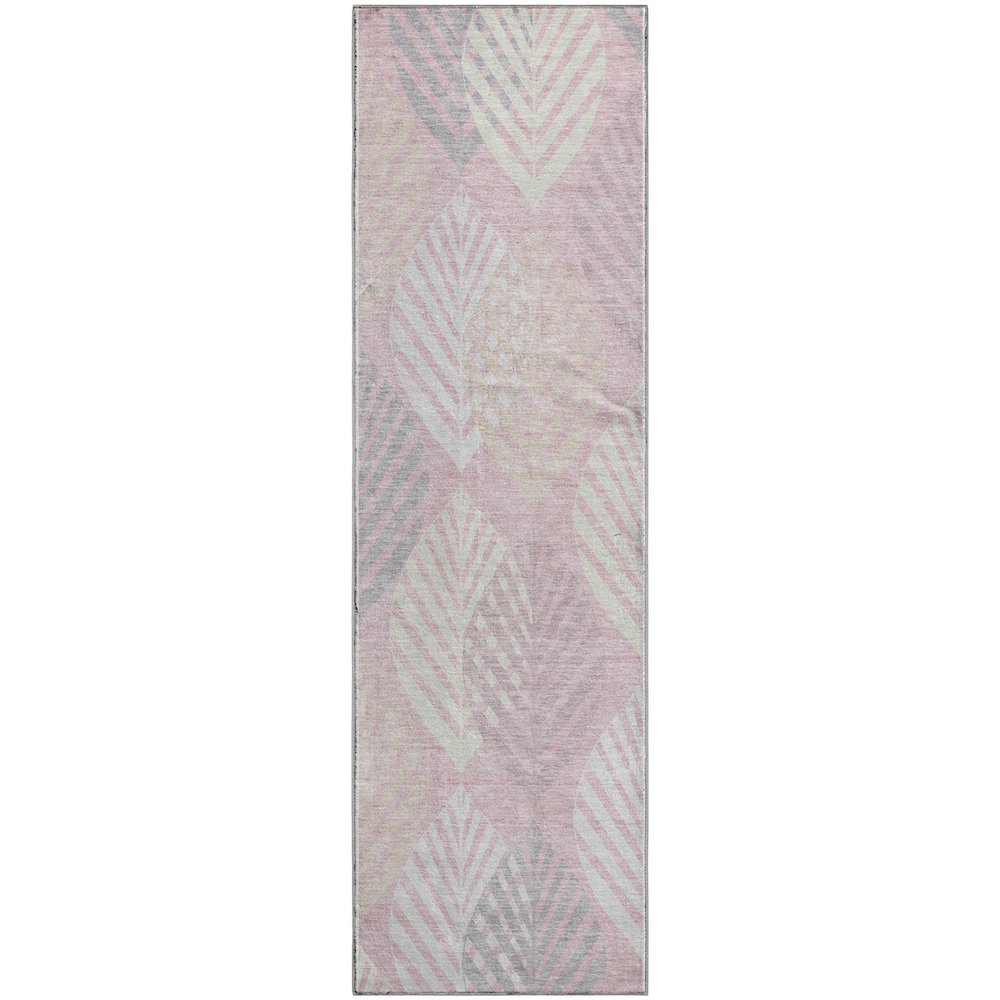 Premium Machine Washable Mayfield AMF744 Pink 2'3" x 7'6" Runner Rug. Picture 1