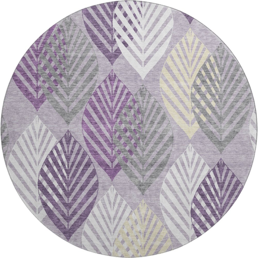 Premium Machine Washable Mayfield AMF744 Purple 8' x 8' Round Rug. Picture 1