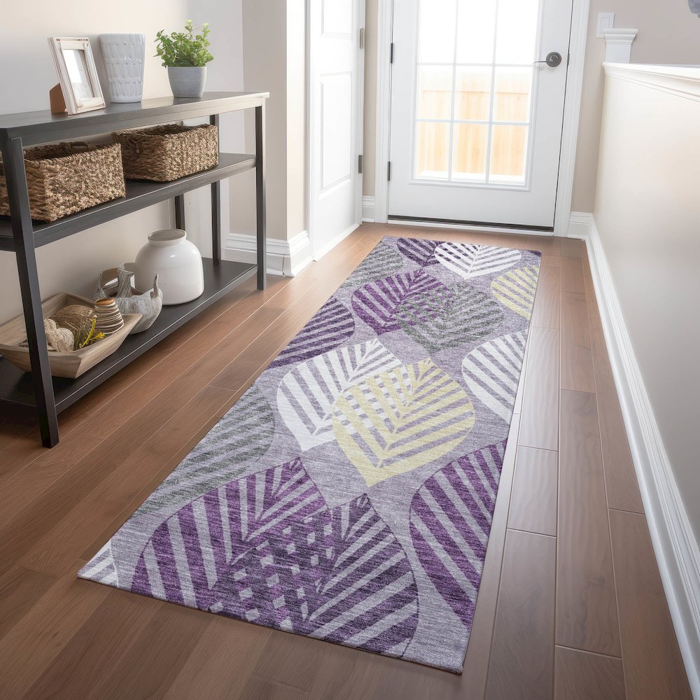 Premium Machine Washable Mayfield AMF744 Purple 2'3" x 7'6" Runner Rug. Picture 5