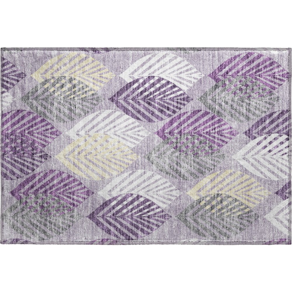 Premium Machine Washable Mayfield AMF744 Purple 1'8" x 2'6" Rug. Picture 1