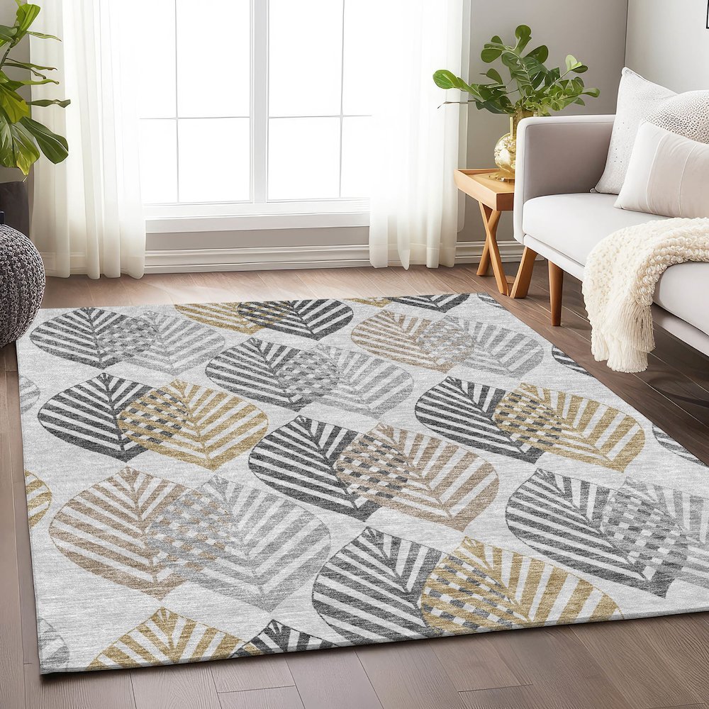 Premium Machine Washable Mayfield AMF744 Silver 2'6" x 3'10" Rug. Picture 5