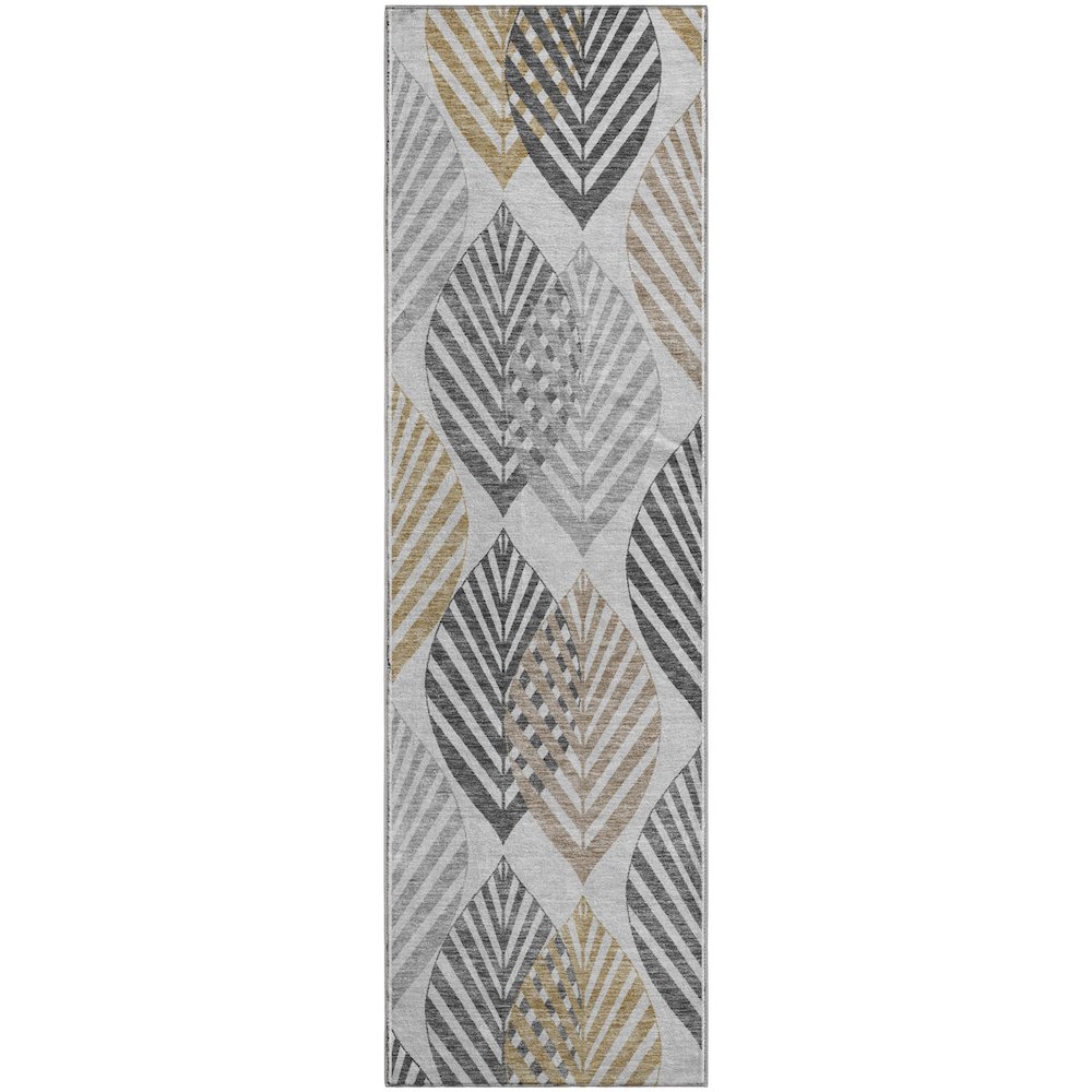 Premium Machine Washable Mayfield AMF744 Silver 2'3" x 7'6" Runner Rug. Picture 1