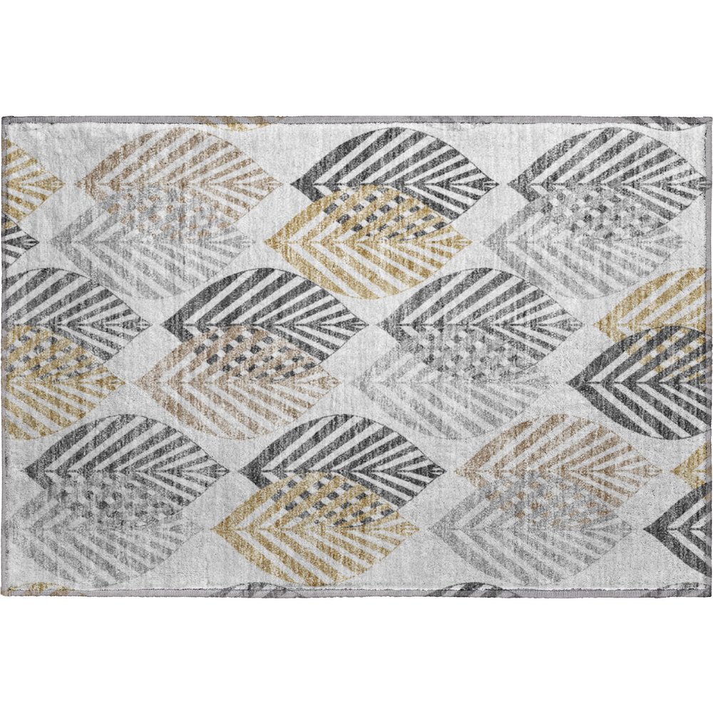 Premium Machine Washable Mayfield AMF744 Silver 1'8" x 2'6" Rug. Picture 1
