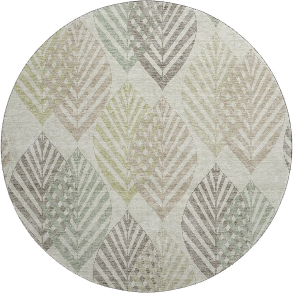 Premium Machine Washable Mayfield AMF744 Taupe 8' x 8' Round Rug. Picture 1