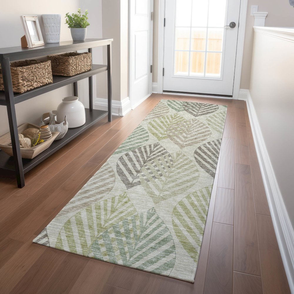 Premium Machine Washable Mayfield AMF744 Taupe 2'3" x 7'6" Runner Rug. Picture 5