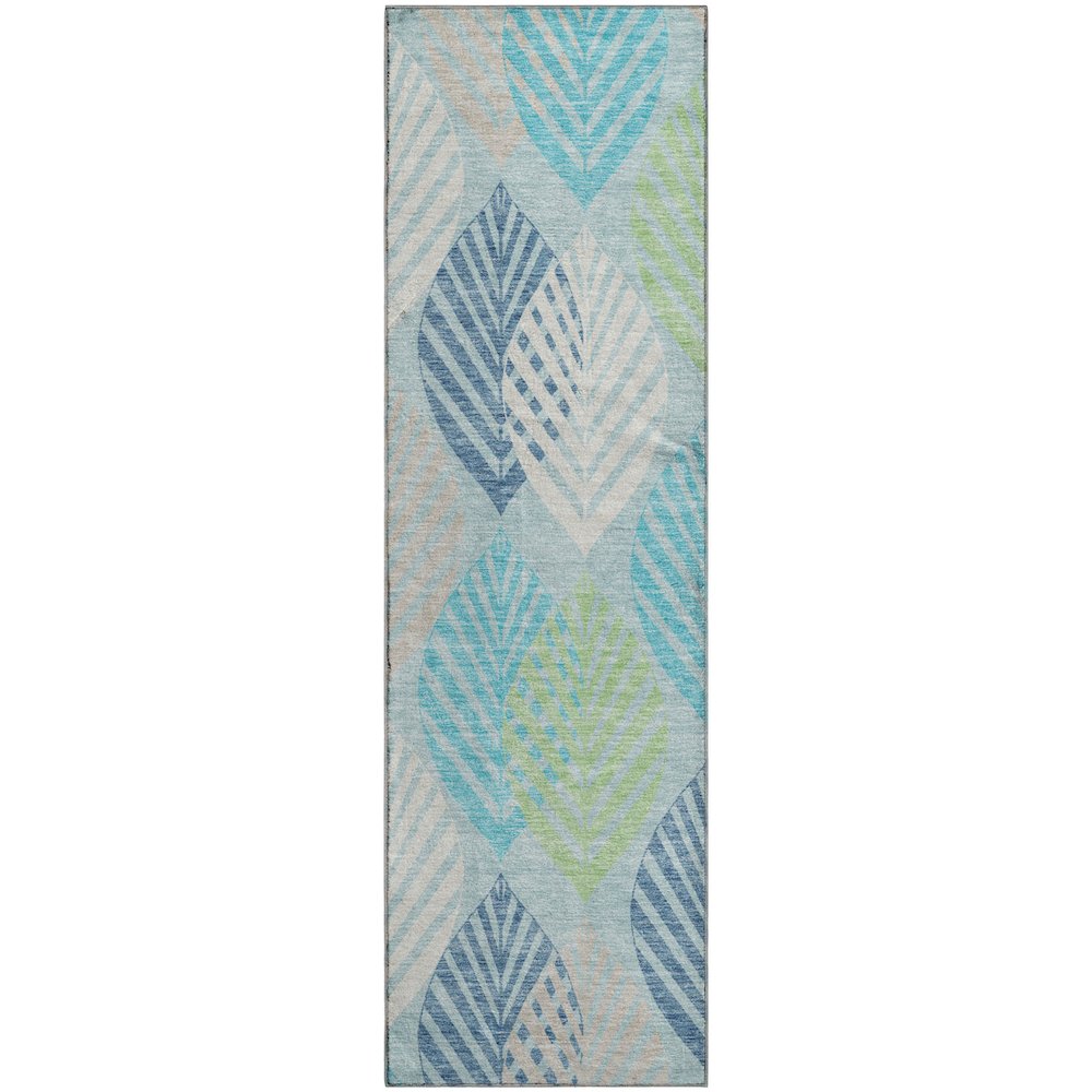 Premium Machine Washable Mayfield AMF744 Teal 2'3" x 7'6" Runner Rug. Picture 1