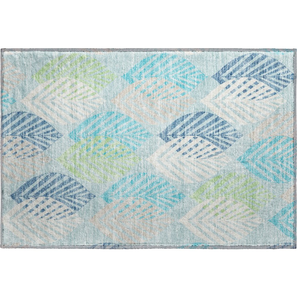 Premium Machine Washable Mayfield AMF744 Teal 1'8" x 2'6" Rug. Picture 1