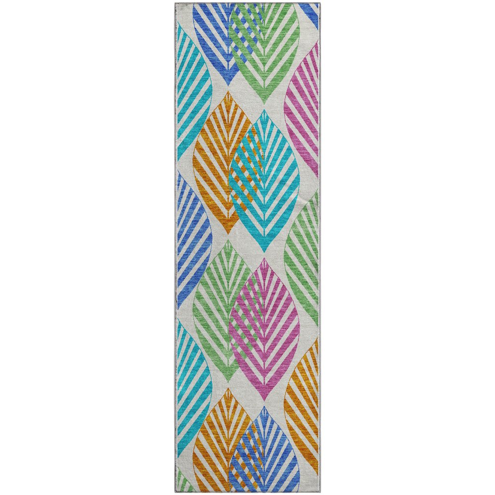 Premium Machine Washable Mayfield AMF744 White 2'3" x 7'6" Runner Rug. Picture 1
