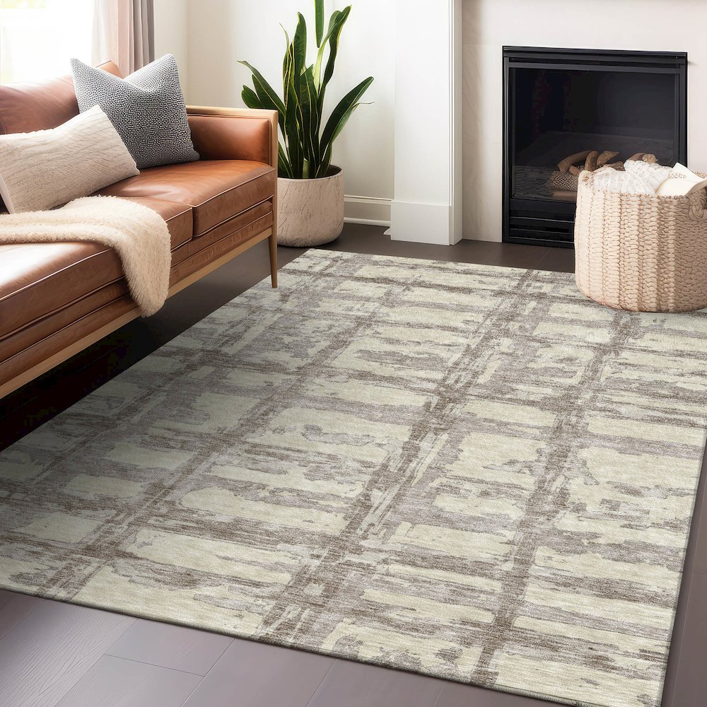 Premium Machine Washable Mayfield AMF745 Beige 2'6" x 3'10" Rug. Picture 6