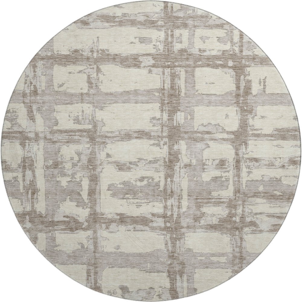Premium Machine Washable Mayfield AMF745 Beige 8' x 8' Round Rug. Picture 1