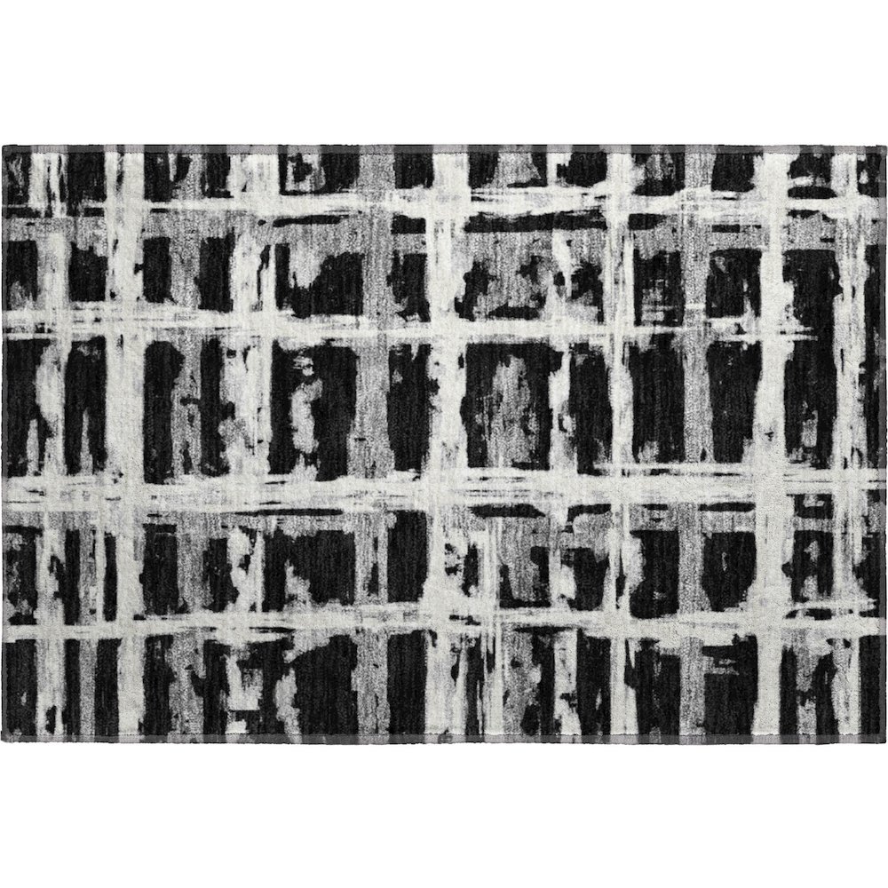 Premium Machine Washable Mayfield AMF745 Black 1'8" x 2'6" Rug. Picture 1