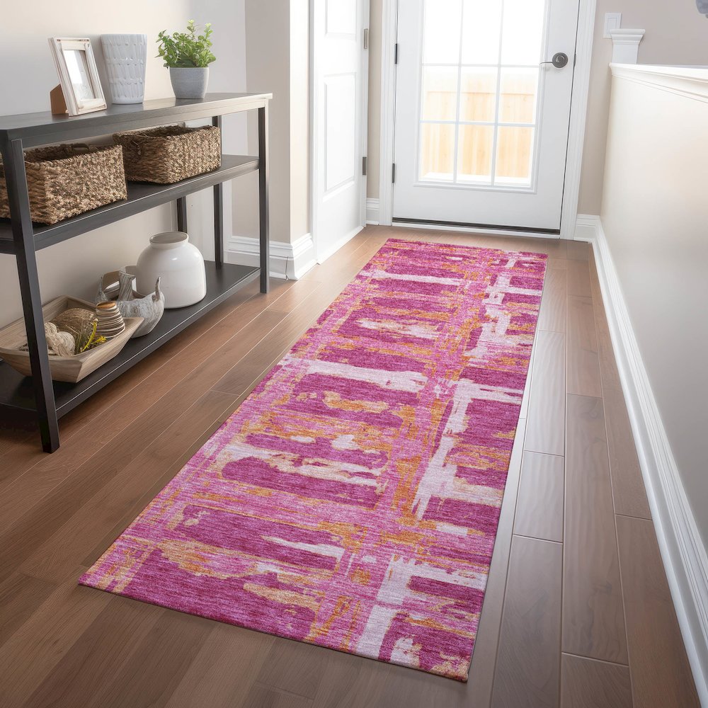 Premium Machine Washable Mayfield AMF745 Blush 2'3" x 7'6" Runner Rug. Picture 5