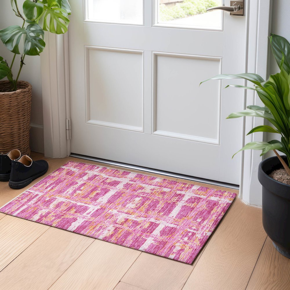Premium Machine Washable Mayfield AMF745 Blush 1'8" x 2'6" Rug. Picture 5