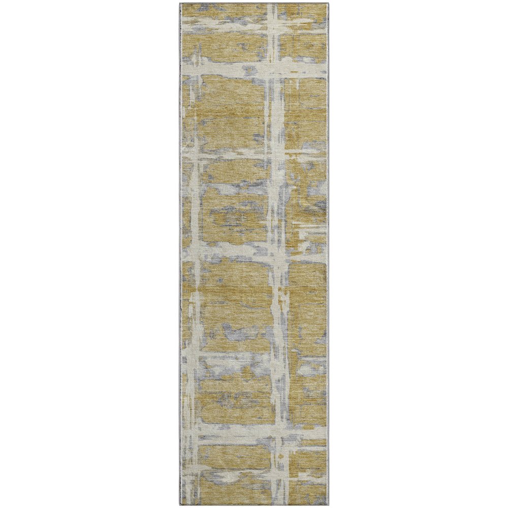 Premium Machine Washable Mayfield AMF745 Gold 2'3" x 7'6" Runner Rug. Picture 1