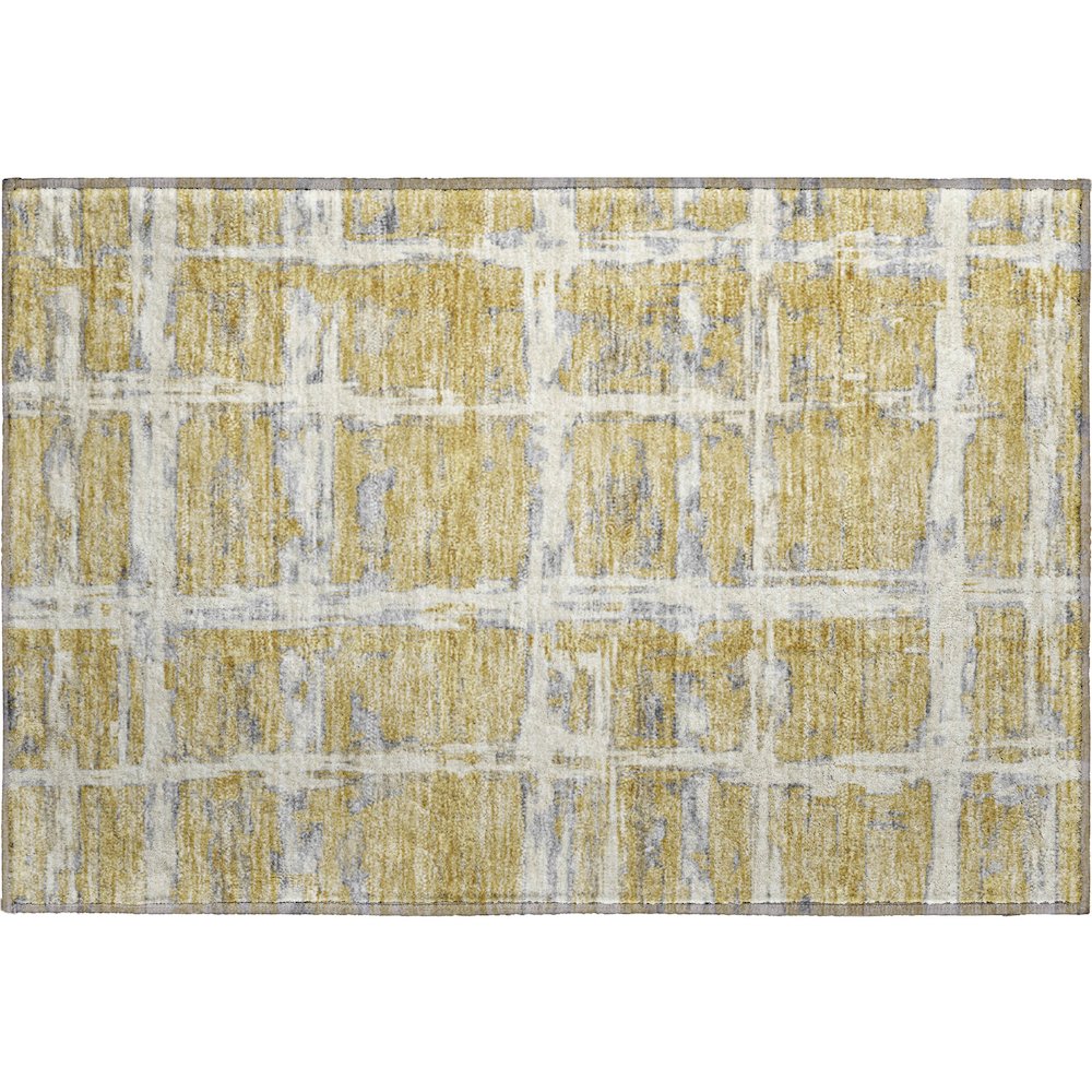 Premium Machine Washable Mayfield AMF745 Gold 1'8" x 2'6" Rug. Picture 1