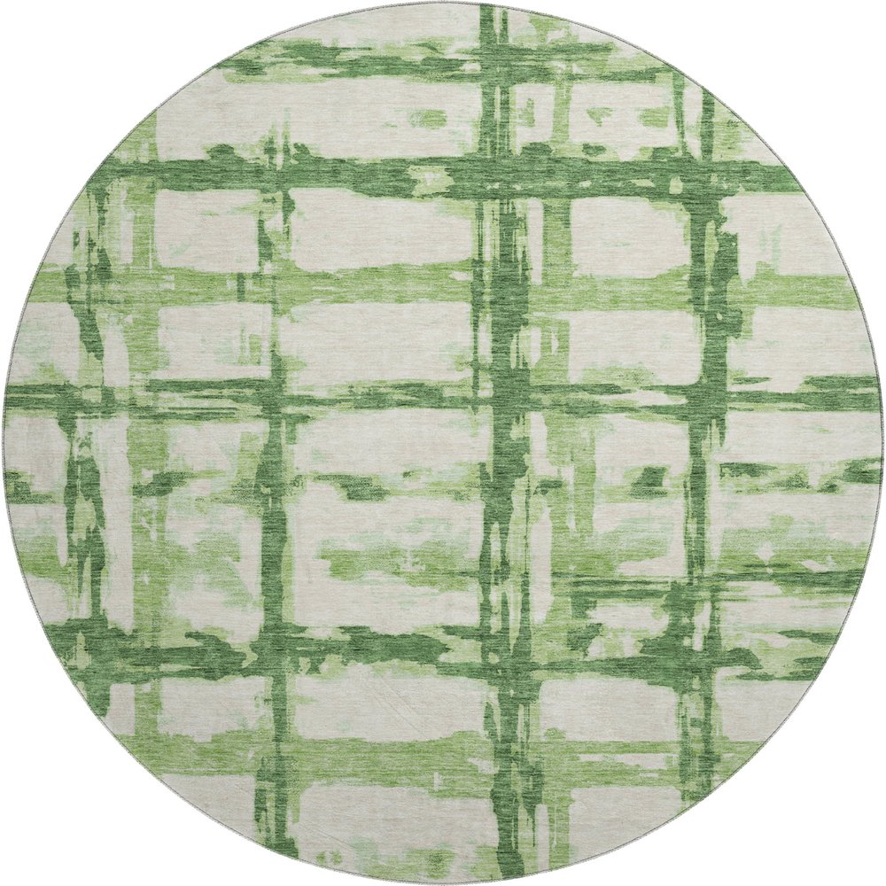 Premium Machine Washable Mayfield AMF745 Green 8' x 8' Round Rug. Picture 1