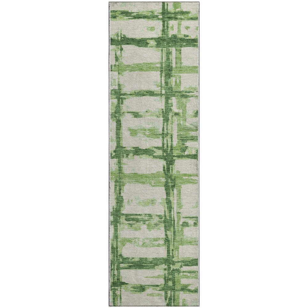 Premium Machine Washable Mayfield AMF745 Green 2'3" x 7'6" Runner Rug. Picture 1