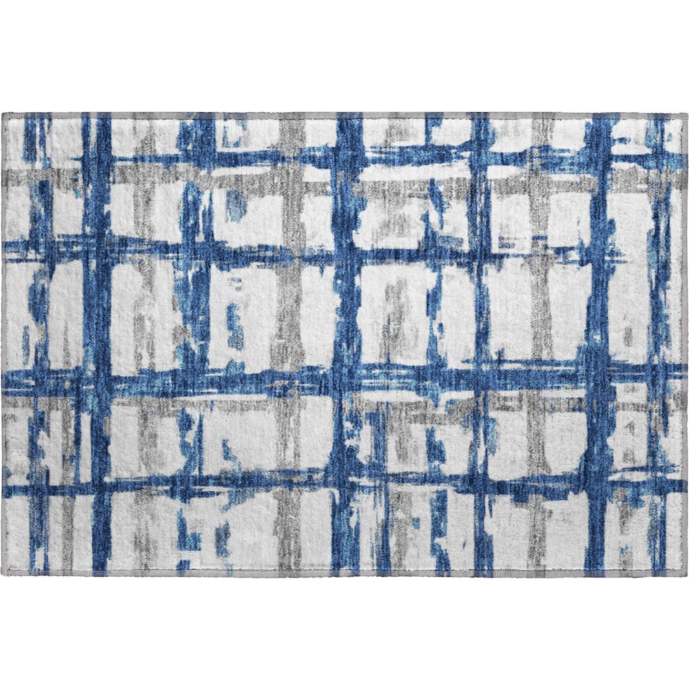 Premium Machine Washable Mayfield AMF745 Navy 1'8" x 2'6" Rug. Picture 1