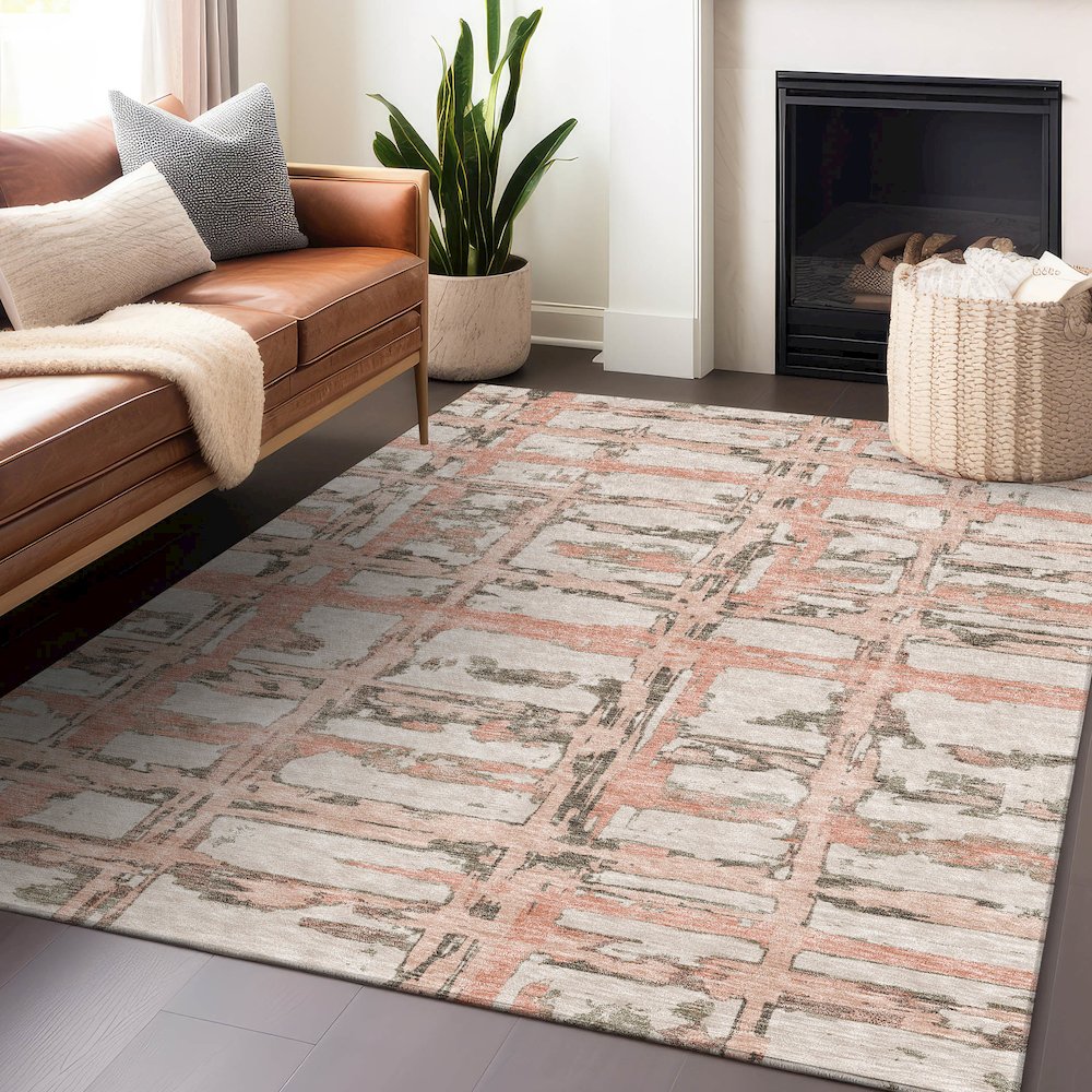 Premium Machine Washable Mayfield AMF745 Pink 2'6" x 3'10" Rug. Picture 6
