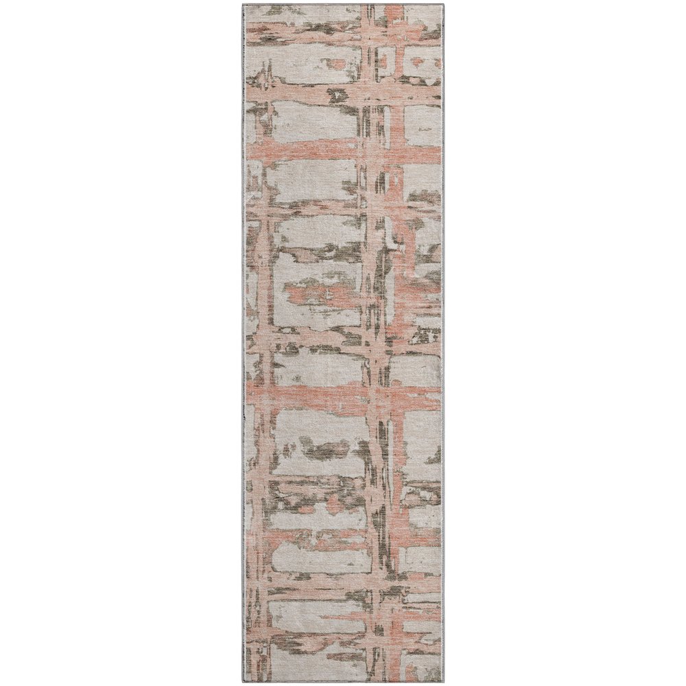 Premium Machine Washable Mayfield AMF745 Pink 2'3" x 7'6" Runner Rug. Picture 1