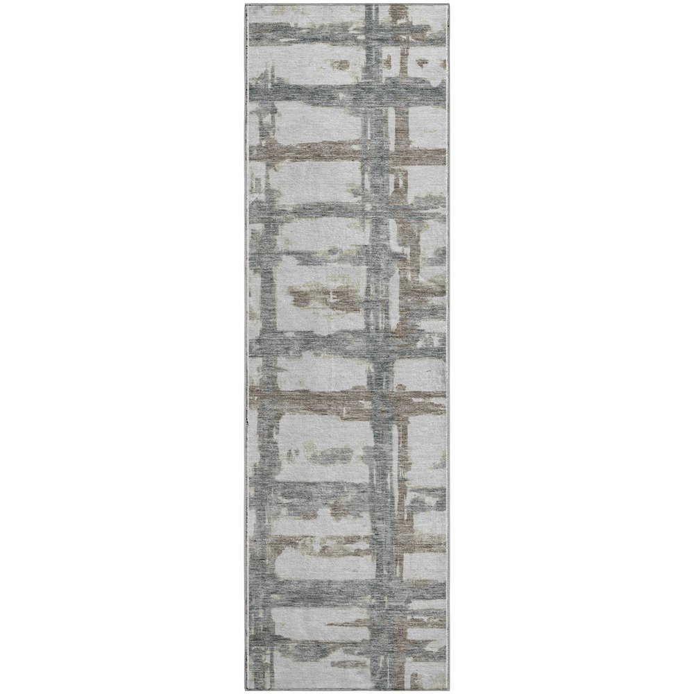 Premium Machine Washable Mayfield AMF745 Silver 2'3" x 7'6" Runner Rug. Picture 1